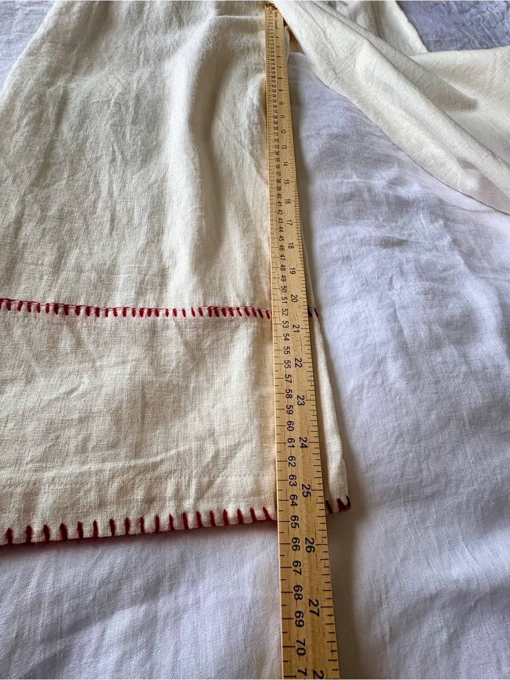 NWT Calypso St. Barth Linen Blend Wide Leg Pants White Red Whipstitch Size 8 - Picture 5 of 10
